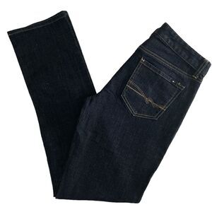 Tommy Hilfiger straight leg dark blue denim jeans, dark wash, mid-rise Sz S/M 2R
